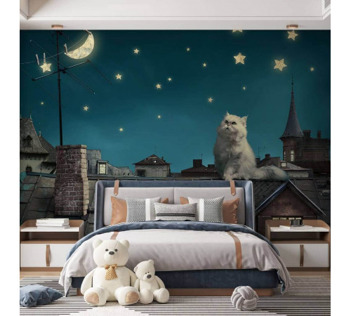 Фотообои Ночной город и кот